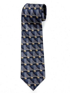 Multicolor Geometric All Silk Necktie by J. Ferrar Made in USA 4x57" Tie